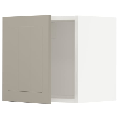 A beige METOD kitchen cabinet with a modern design, featuring a flat panel door and clean lines.