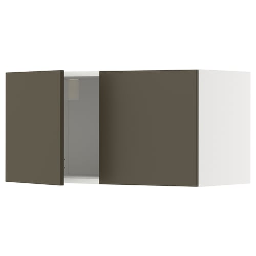 Dark brown kitchen cabinet with beige door, minimalist design