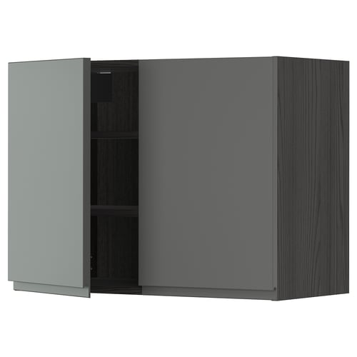 Modern grey kitchen cabinet open