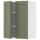 METOD Wall cabinet with shelves/2 doors, white/Axstad grey-green, 60x80 cm