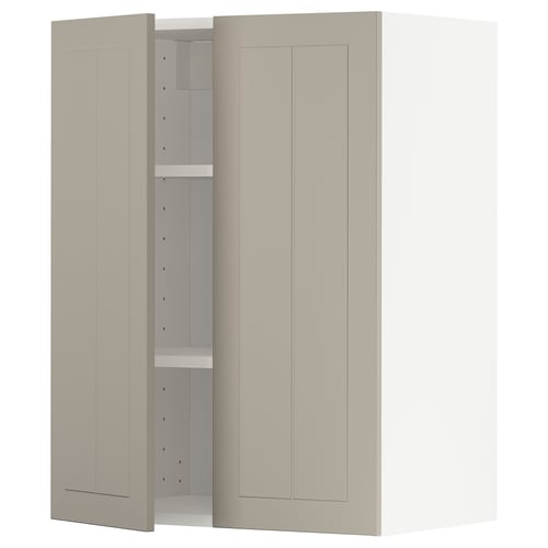 Ikea METOD kitchen cabinet in beige with adjustable shelf.