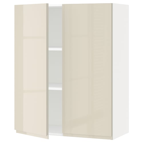 IKEA METOD kitchen unit, beige gloss, modern style, two-door cabinet.