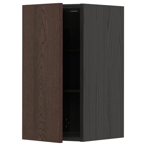 METOD kitchen cabinet, dark brown sinarp wood, square, dual doors.