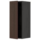 METOD Wall cabinet with shelves, black/Sinarp brown, 30x80 cm