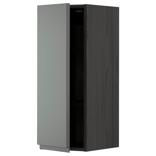 Grey and dark grey kitchen cabinet, modern, sleek, vertical design with integrated handles.