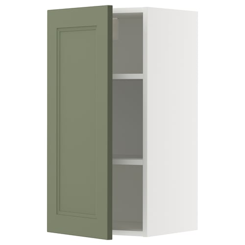 Alternative text abbreviation: METOD cabinet, grey-green, 2-tier, wall-mounted.