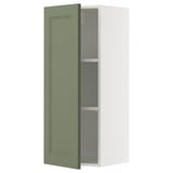 METOD Wall cabinet with shelves, white/Axstad grey-green, 40x100 cm