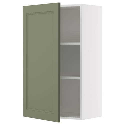 Modern wall cabinet, green, wood composite, rectangular, single door.