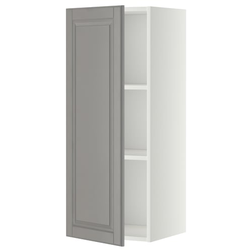 Greige METOD kitchen cabinet with adjustable shelf, wall-mounted.