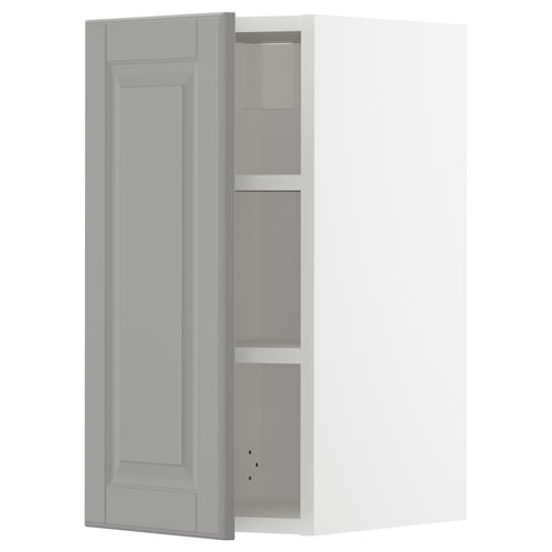 METOD wall cabinet, grey, rectangular, panelled door, three shelves.