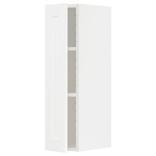 White METOD kitchen cabinet, tall, classically designed, modern wooden look.