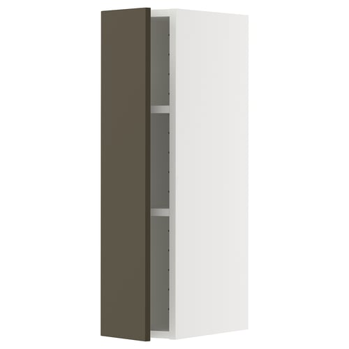 White METOD kitchen cabinet with dark brown beige door, modern style.