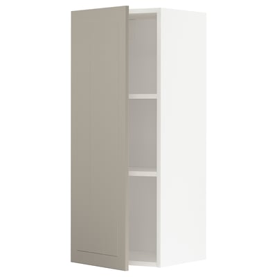 METOD Wall cabinet with shelves, white/Stensund beige, 40x100 cm