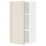 METOD Wall cabinet with shelves, white/Voxtorp high-gloss light beige, 40x80 cm