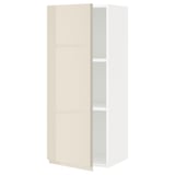 METOD Wall cabinet with shelves, white/Voxtorp high-gloss light beige, 40x100 cm