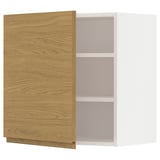 METOD Wall cabinet with shelves, white/Voxtorp oak effect, 60x60 cm