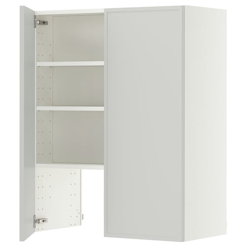 METOD Wall cb f extr hood w shlf/door, white/Aspudden light grey, 80x100 cm