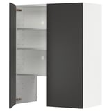 METOD Wall cb f extr hood w shlf/door, white/Nickebo matt anthracite, 80x100 cm