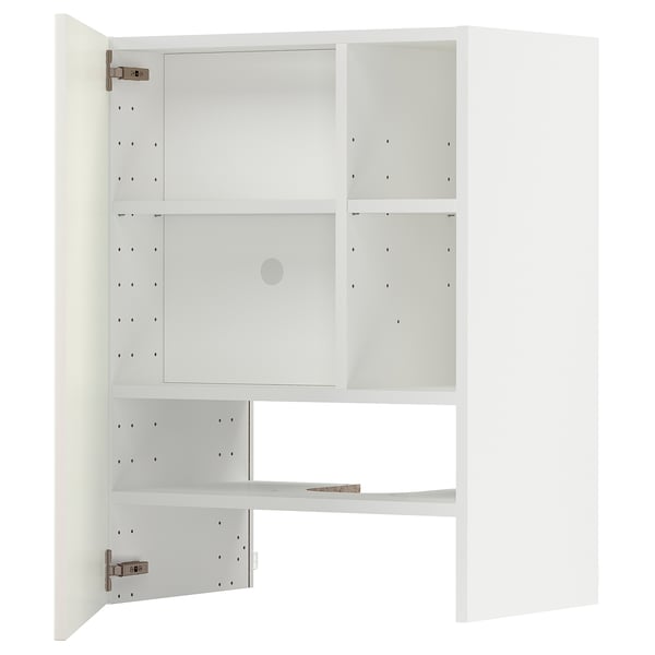 METOD Wall cb f extr hood w shlf/door, white/Veddinge white, 60x80 cm