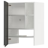 METOD Wall cb f extr hood w shlf/door, white/Voxtorp dark grey, 60x80 cm