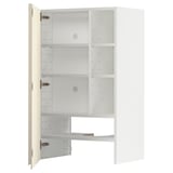 METOD Wall cb f extr hood w shlf/door, white/Voxtorp high-gloss light beige, 60x100 cm