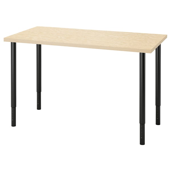 MITTCIRKEL / OLOV Desk, lively pine effect/black, 120x60 cm