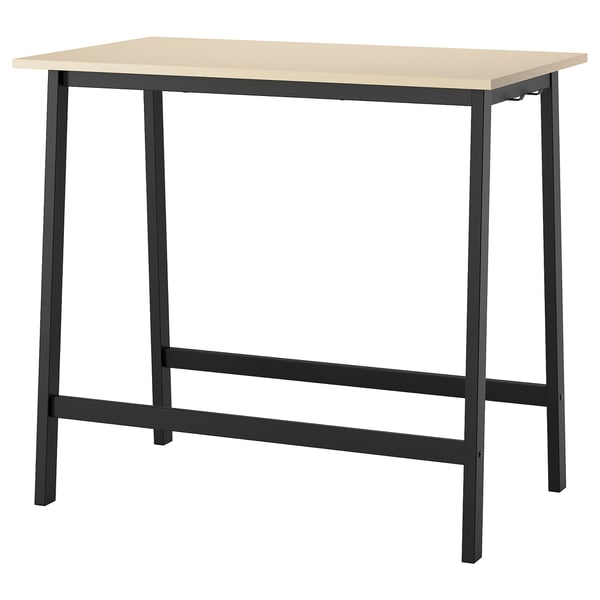 MITTZON Conference table, birch veneer/black, 120x68x105 cm