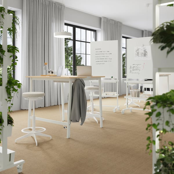 MITTZON Conference table, birch veneer/white, 120x108x105 cm