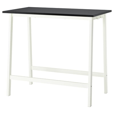 MITTZON Conference table, black stained ash veneer/white, 120x68x105 cm