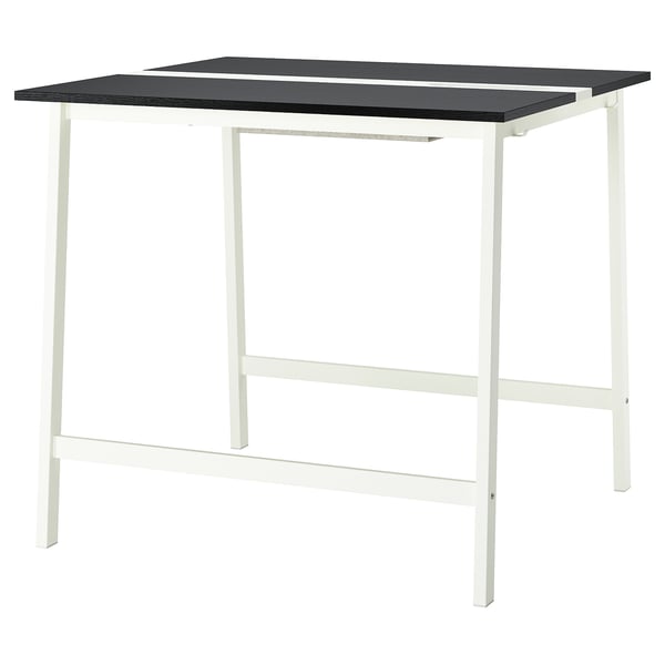 MITTZON Conference table, black stained ash veneer/white, 120x108x105 cm