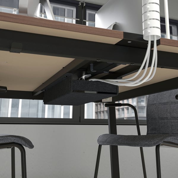 MITTZON Conference table, walnut veneer/black, 120x108x75 cm