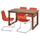 Option: MÖRBYLÅNGA / TOBIAS Table and 4 chairs, oak veneer brown stained/brown-red chrome-plated, 140x85 cm