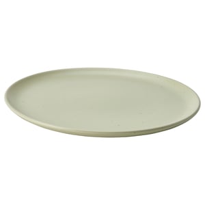 Light green MOSSMAL stoneware plate with subtle speckles, round shape.