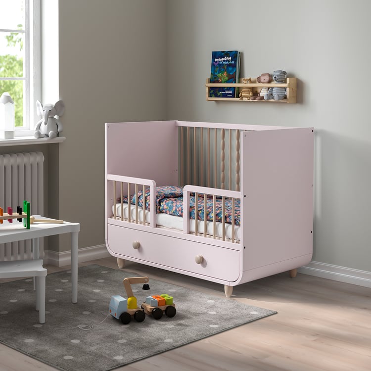 MYLLRA cot with drawer, pale pink, 60x120 cm IKEA