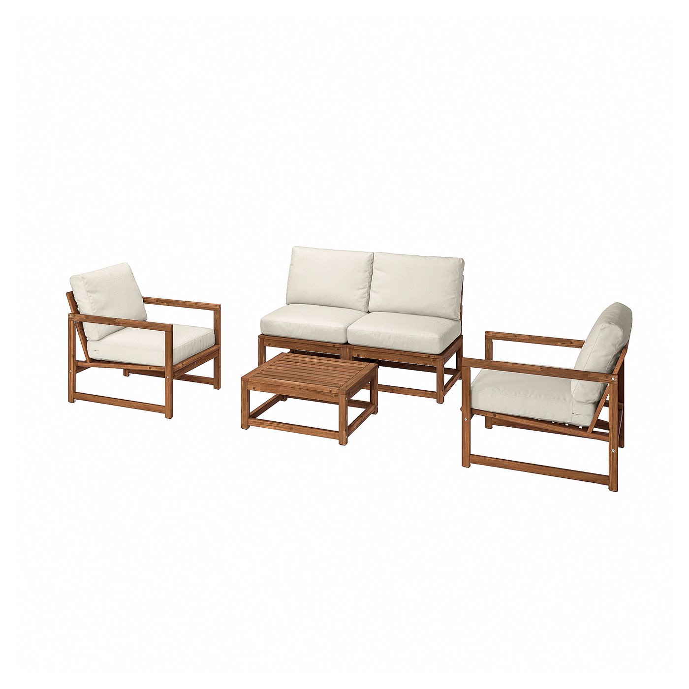 NÄMMARÖ 4-seat conversation set, outdoor, light brown stained