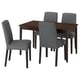 NÄSINGE / BERGMUND Table and 4 chairs, dark brown stained beech veener/Gunnared medium grey black, 130/190x80 cm