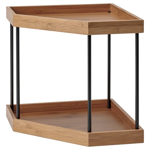 NÅLBLECKA Corner shelf, metal/bamboo for kitchen countertop