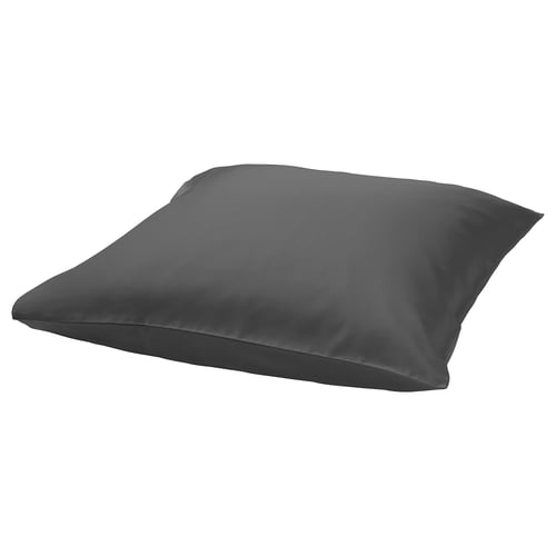 A single dark grey, rectangular pillowcase made from a blend of cotton and lyocell, designed with a smooth, sateen finish.