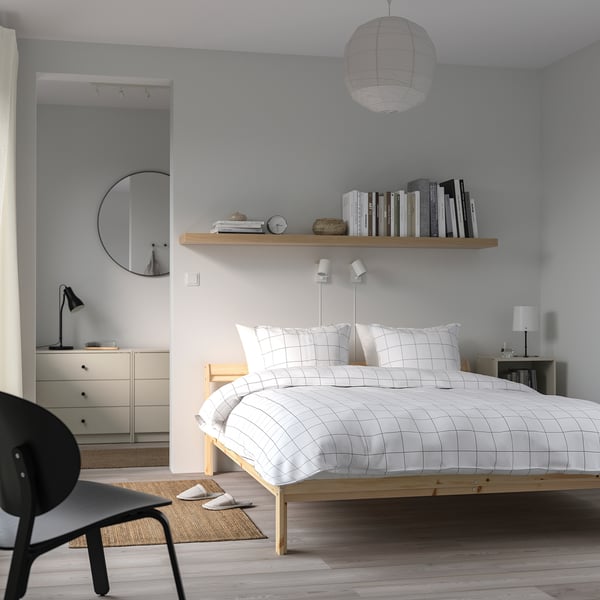 NEIDEN Bed frame, pine/Luröy, 140x200 cm