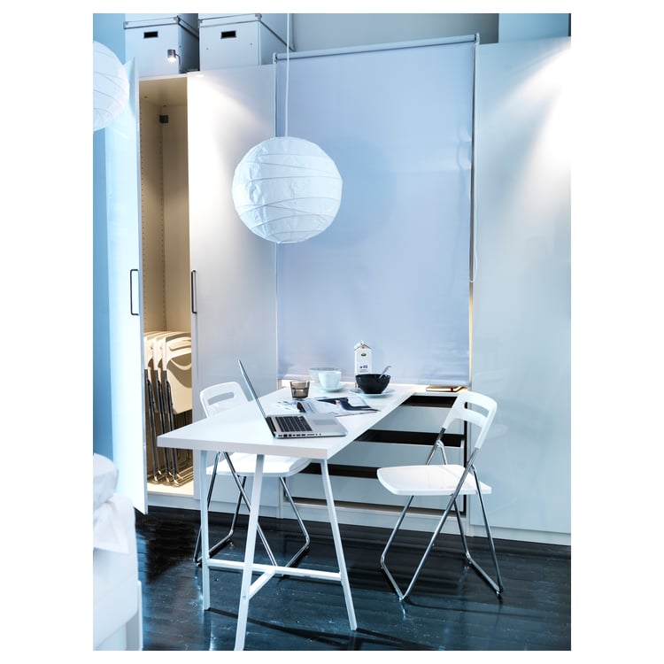 NISSE folding chair, highgloss white/chromeplated IKEA