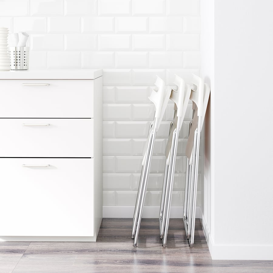 NISSE Folding chair highgloss white/chromeplated IKEA