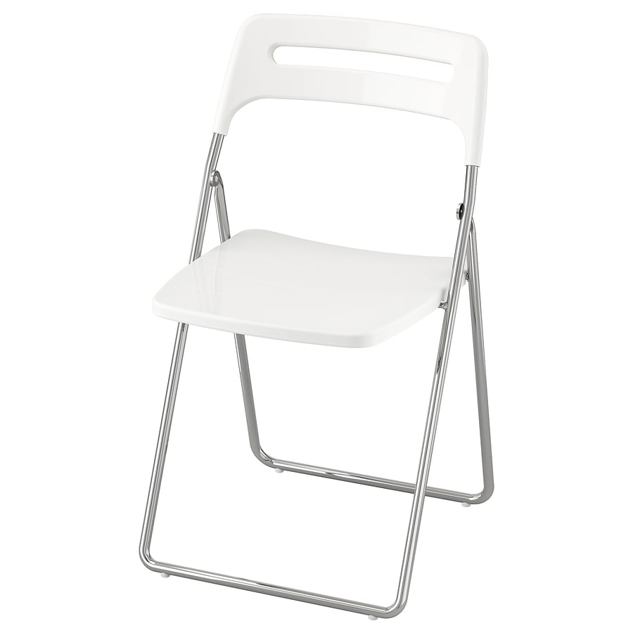 NISSE Folding chair highgloss white/chromeplated IKEA