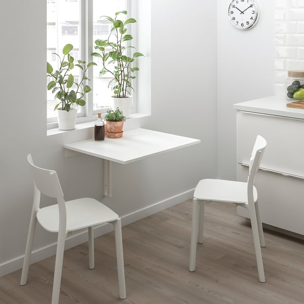 NORBERG Wallmounted dropleaf table, white, 74x60 cm IKEA