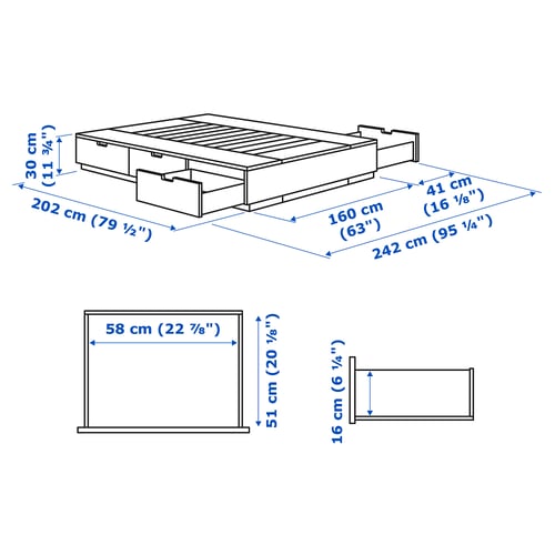 Illustration with measurements for the product: NORDLI.