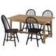 NORDVIKEN / SKOGSTA Table and 4 chairs, antique stain/black, 152/223 cm
