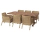 NORRMANSÖ / ULVEVÄR Table and 6 armchairs, acacia/plastic rattan brown, 220x100 cm