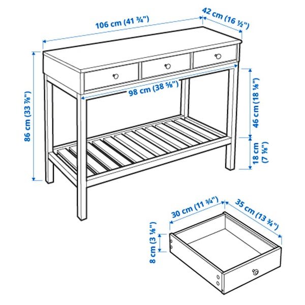 PANGET Console table, white, 106x42 cm
