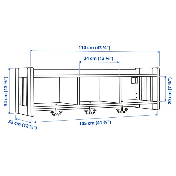 PANGET Hat and coat rack, white, 110 cm
