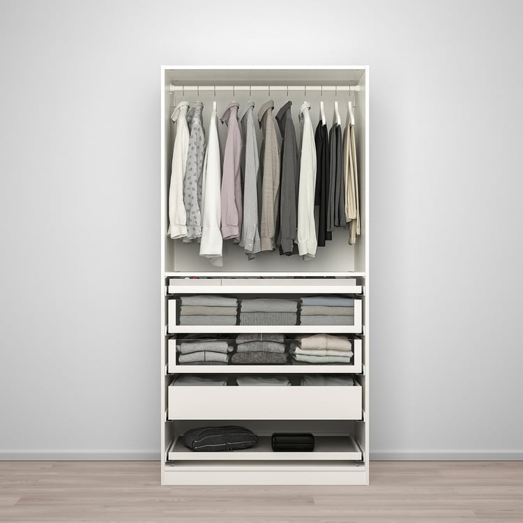 PAX / BERGSBO تشكيلة دولاب ملابس. أبيض/زجاج محبب IKEA