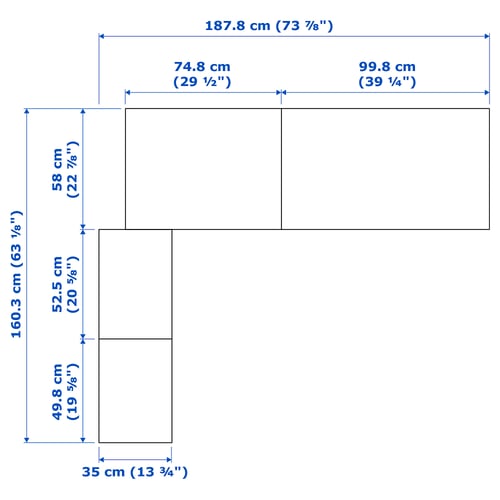 Illustration with measurements for the product: PAX.